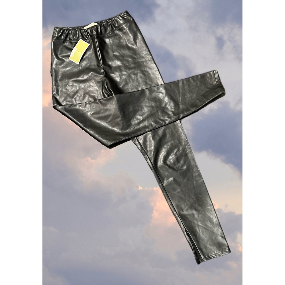 Michael Michael Kors Faux Leather‎ Leggings Black MB9304Y2S8 Size 6 NWT